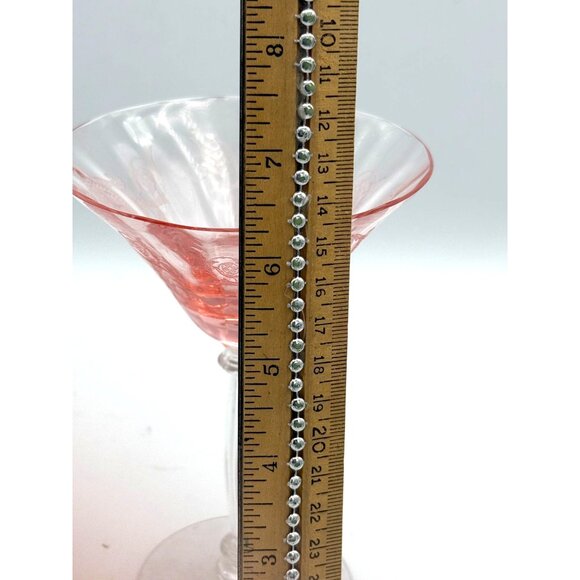 Pink Dancing Nymph Glass-Etched Depression Medallion Wine/Martini/Dessert - Picture 5 of 7